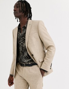 Светло-бежевый супероблегающий двубортный пиджак Twisted Tailor