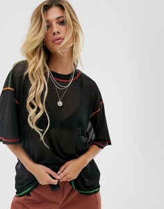 Сетчатая oversize-футболка с контрастными строчками ASOS DESIGN-Черный