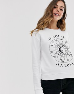 Свитшот с зодиакальным принтом ASOS DESIGN-Белый