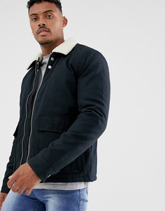 Черная куртка с воротником \борг\" Topman-Синий