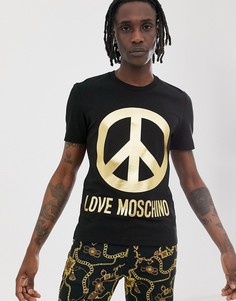 Футболка с золотистым логотипом Love Moschino-Черный