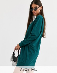 Трикотажное платье с карманом ASOS DESIGN Tall-Зеленый