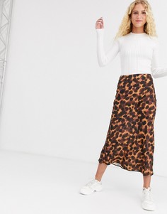 Юбка-комбинация миди косого кроя с черепаховым рисунком ASOS DESIGN-Мульти