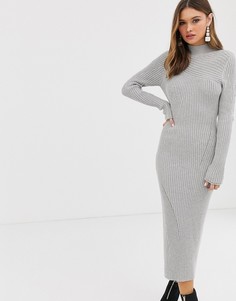 Трикотажное платье макси в рубчик ASOS DESIGN-Серый