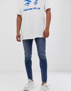 Синие супероблегающие джинсы с напылением Cheap Monday Him-Синий