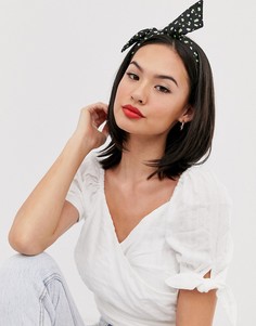 Повязка на голову с перекрутом и мелким цветочным принтом ASOS DESIGN-Черный