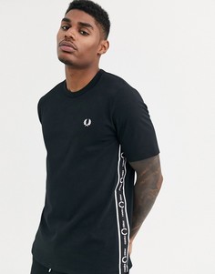 Черная футболка с отделкой лентой Fred Perry-Черный