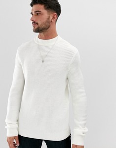 Светло-бежевый джемпер с высоким воротом Topman-Белый