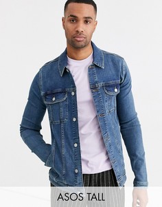 Выбеленная джинсовая куртка в стиле вестерн ASOS DESIGN Tall-Синий