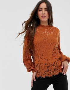Кружевной топ Vila-Коричневый