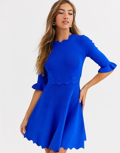 Трикотажное приталенное платье Ted Baker Lauron-Синий