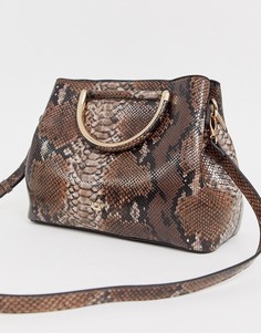 Бежевая сумка-тоут со змеиным принтом Dune-Мульти