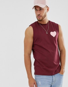 Майка с принтом сердца на груди ASOS DESIGN-Красный