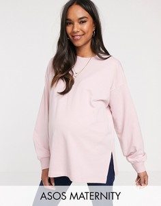 Сиреневый легкий oversize-свитшот с разрезами по бокам ASOS DESIGN Maternity-Фиолетовый