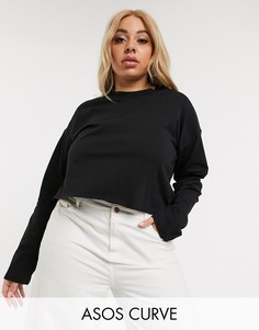 Черная свободная укороченная футболка ASOS DESIGN Curve-Черный