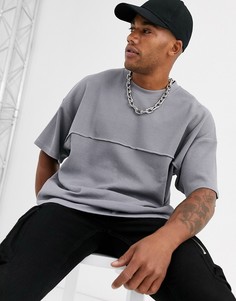 Серая oversize-футболка из вафельного трикотажа ASOS DESIGN-Серый