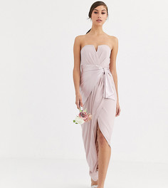 Платье-бандо макси с запахом TFNC Tall Bridesmaid-Коричневый