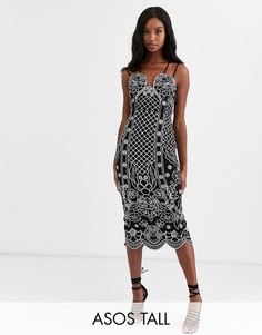 Платье-футляр миди с вышивкой ASOS DESIGN Tall-Мульти