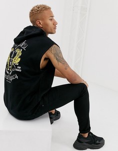Черный oversize-худи без рукавов с принтом тигра на спине ASOS DESIGN