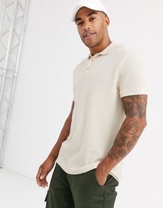 Бежевое поло из вафельного трикотажа ASOS DESIGN-Бежевый