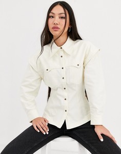 Рубашка из саржи в стиле милитари ASOS WHITE-Кремовый