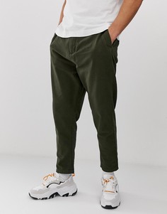 Брюки цвета хаки Bershka-Зеленый
