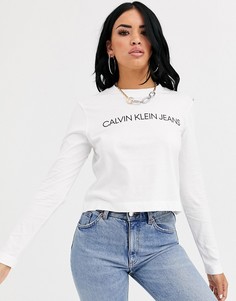 Футболка с длинным рукавом и логотипом Calvin Klein Jeans-Белый