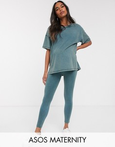 Леггинсы с эффектом кислотной стирки из комплекта ASOS DESIGN Maternity-Синий