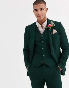 Зеленый супероблегающий фактурный пиджак ASOS DESIGN wedding