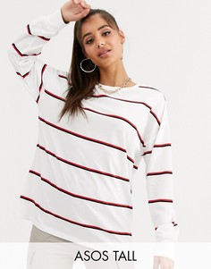 Лонгслив в полоску с отделкой на манжетах ASOS DESIGN Tall-Мульти