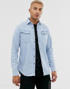 Голубая узкая джинсовая рубашка G-Star 3301-Синий