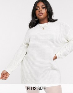 Белое платье-джемпер в рубчик с высоким воротом Missguided Plus-Белый