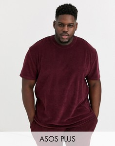 Бордовая махровая футболка свободного кроя из комплекта ASOS DESIGN Plus-Красный