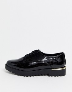 Черные лакированные туфли на шнуровке New Look-Черный