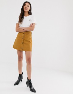 Коричневая джинсовая юбка из органического хлопка с пуговицами Monki-Коричневый