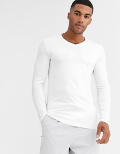 Белый обтягивающий лонгслив с V-образным вырезом ASOS DESIGN