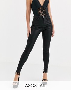 Черные джинсы скинни с завышенной талией ASOS DESIGN Tall Ridley-Черный