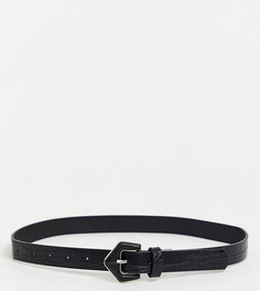 Эксклюзивный черный ремень с эффектом крокодиловой кожи My Accessories London