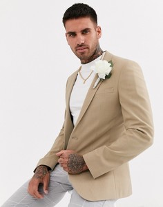 Супероблегающий блейзер в клетку ASOS DESIGN-Бежевый