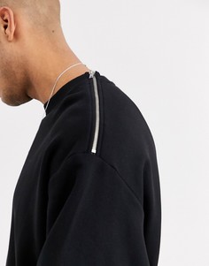 Серебристо-черный oversize-свитшот с молнией ASOS DESIGN