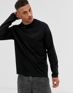 Черный свободный лонгслив с высоким воротом и рукавами реглан ASOS DESIGN