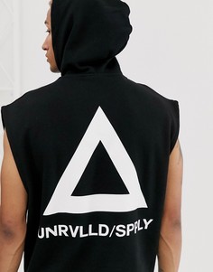Худи черного цвета без рукавов и с принтом треугольника на спине ASOS DESIGN-Черный