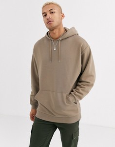 Коричневый длинный oversize-худи ASOS DESIGN