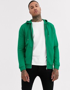 Худи зеленого цвета на молнии ASOS DESIGN-Зеленый