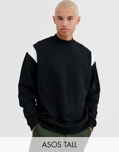 Oversize-свитшот с высоким воротником и вставками ASOS DESIGN Tall-Черный