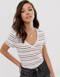 Футболка бойфренда с полосками Abercrombie & Fitch-Белый