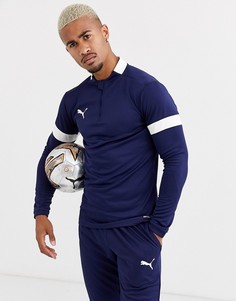 Темно-синий свитшот с молнией 1/4 и белыми вставками Puma Football