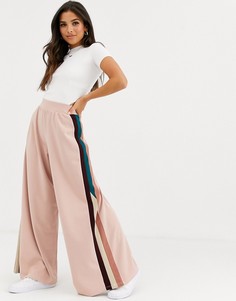 Креповые брюки колор блок с широкими штанинами ASOS DESIGN-Розовый