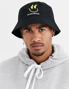 Черная хлопковая панама с вышивкой ASOS DESIGN-Черный