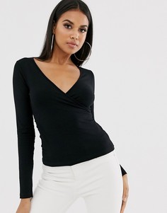 Черный топ с запахом ASOS DESIGN